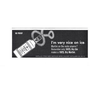 Vintage Calvert Gin Ad 90 Proof Dry Gin Martini Print ADVERT 1969 AD 1950s 9 in